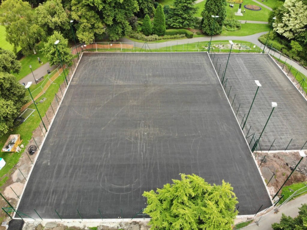 Beacon Park Tennis Courts new surface overhead